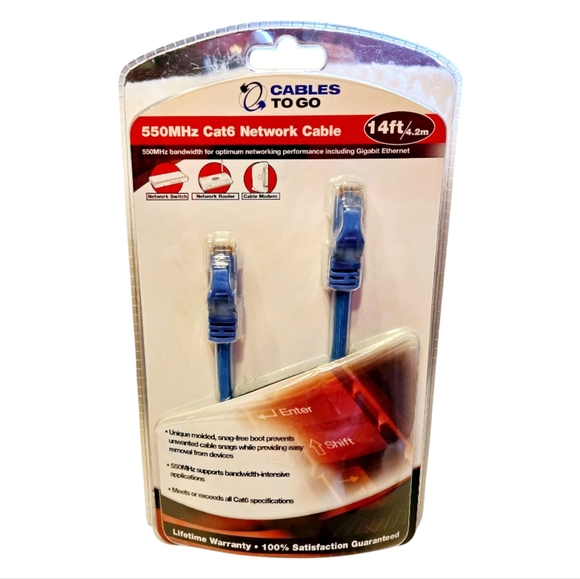 NIB *Cables To Go: 550MHz Cat6 Network Cable (14') #45120 RJ-55 M/M - Picture 1 of 5